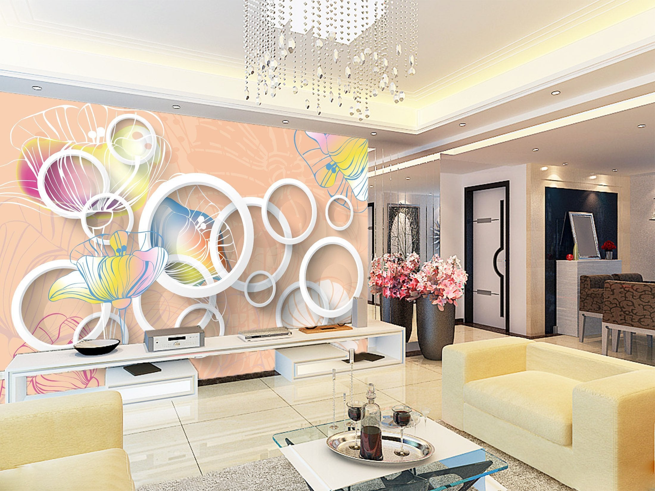 3D Circle Pattern 614 Wallpaper AJ Wallpaper 