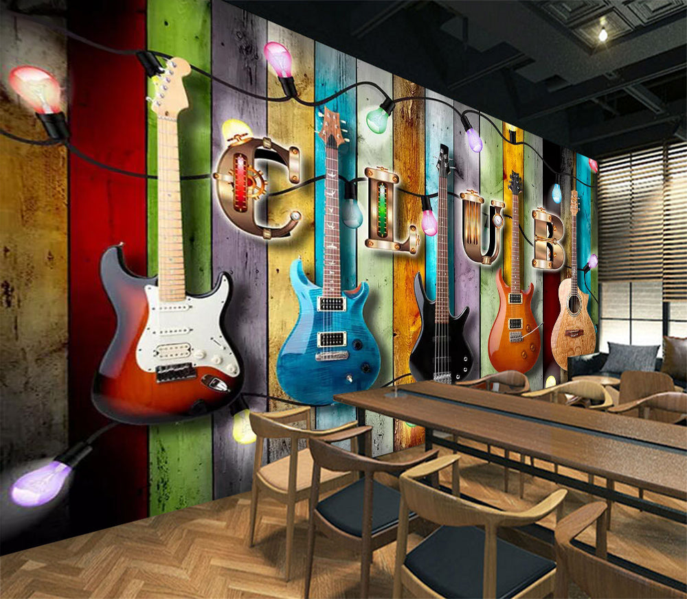 3D Color Guitar WC369 Wall Murals