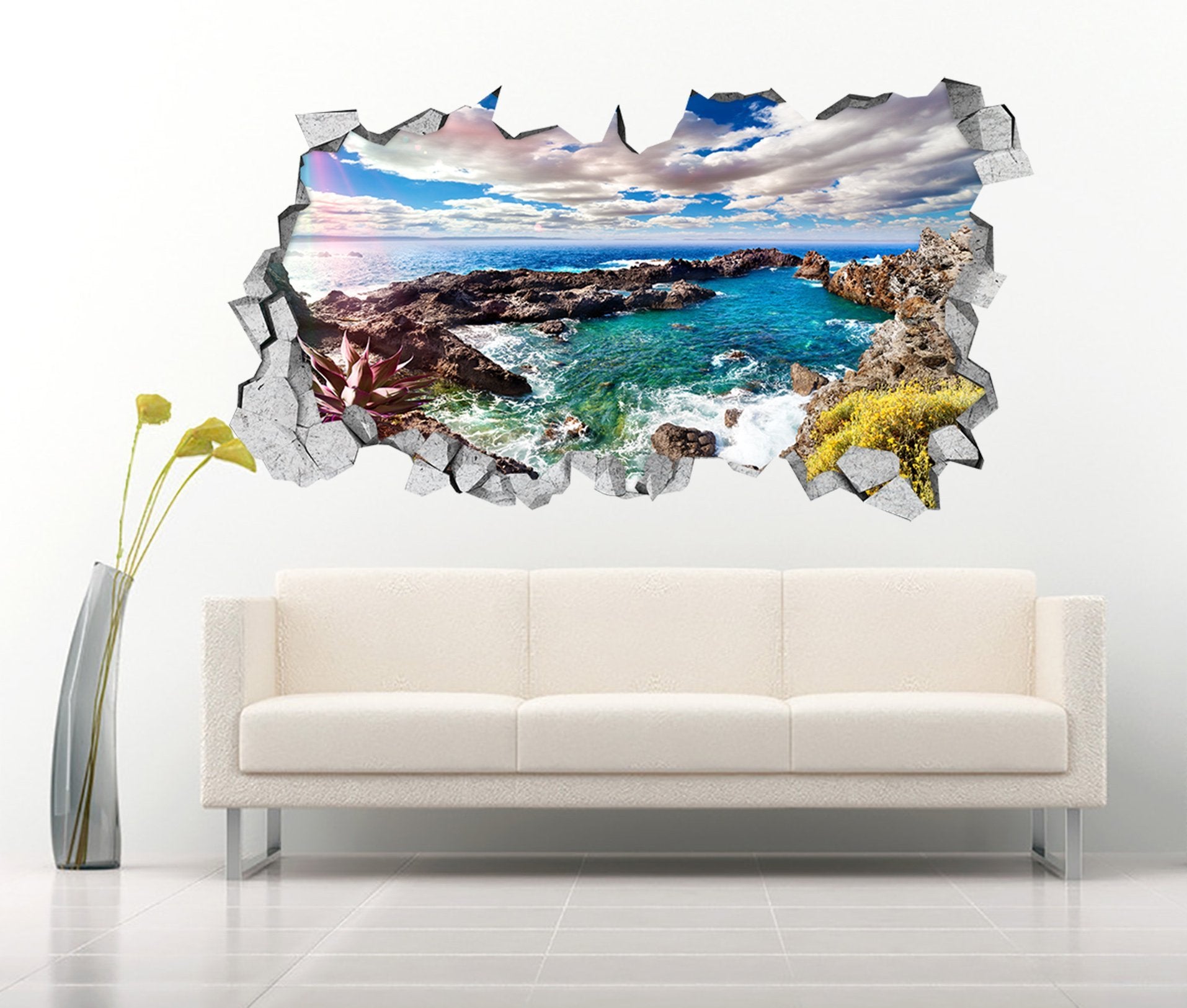 3D Vast Sea Scenery 182 Broken Wall Murals Wallpaper AJ Wallpaper 