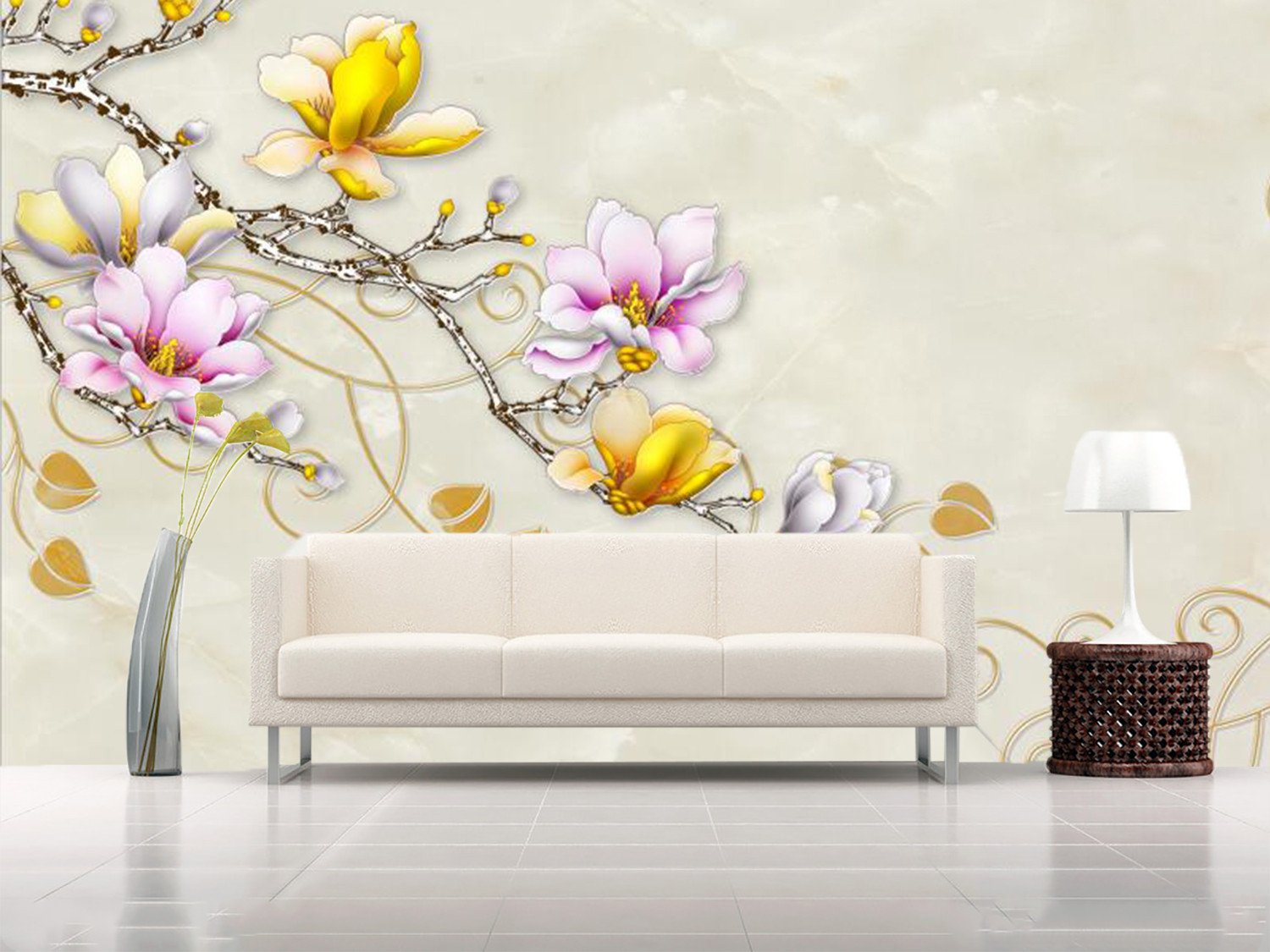 Golden And Purple Flower On Branch 5 Wallpaper AJ Wallpaper 1 