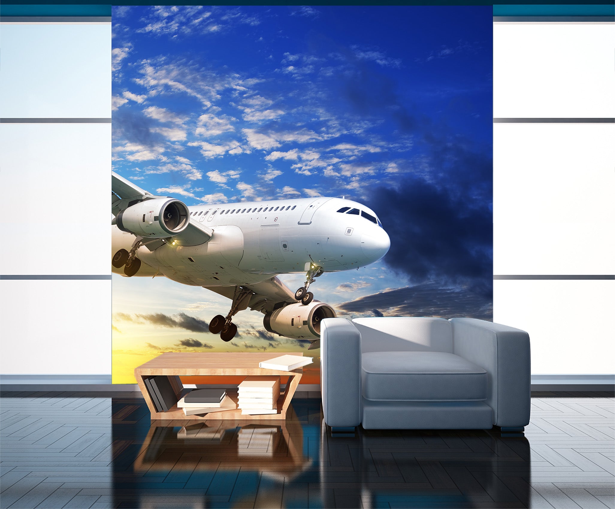 3D Sunset Aircraft 270 Vehicle Wall Murals