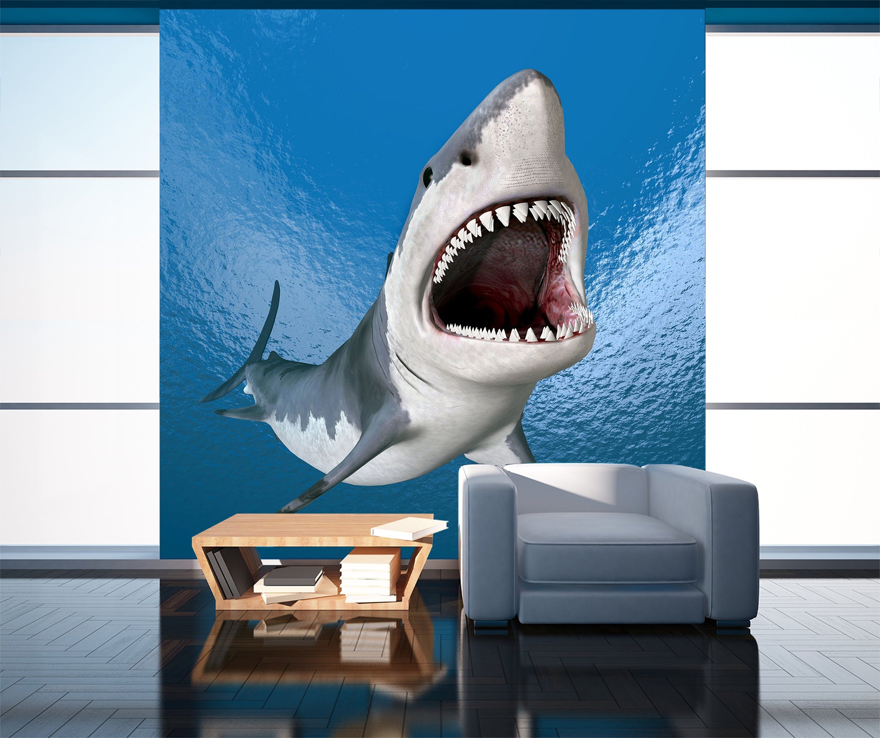 3D Great White Shark 1011 Wall Murals