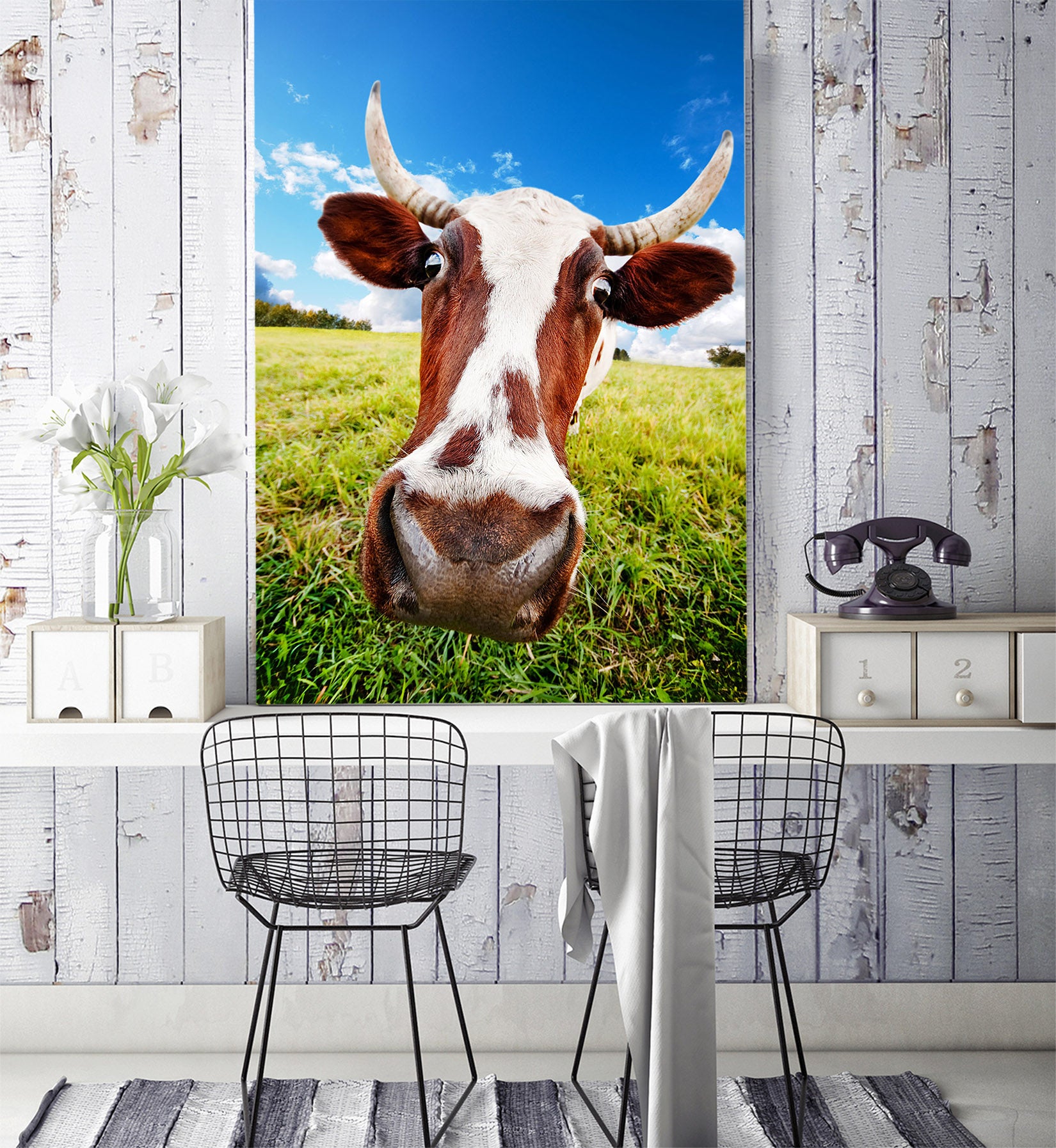 3D Dairy Cow 139 Wall Murals