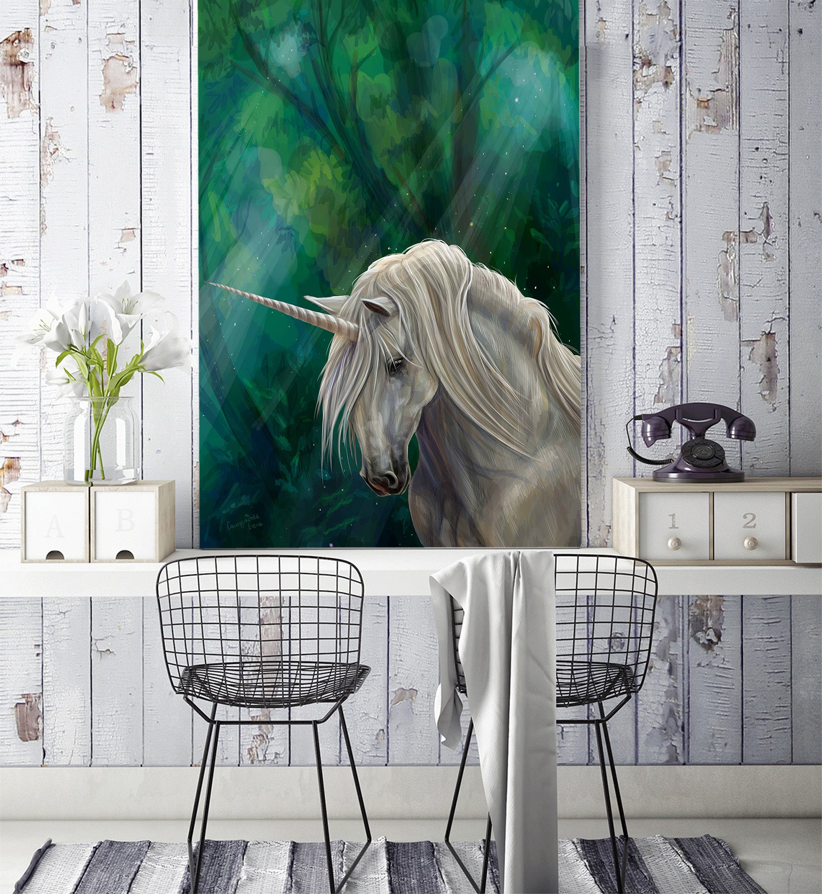 3D Forest Unicorn 122 Wall Murals