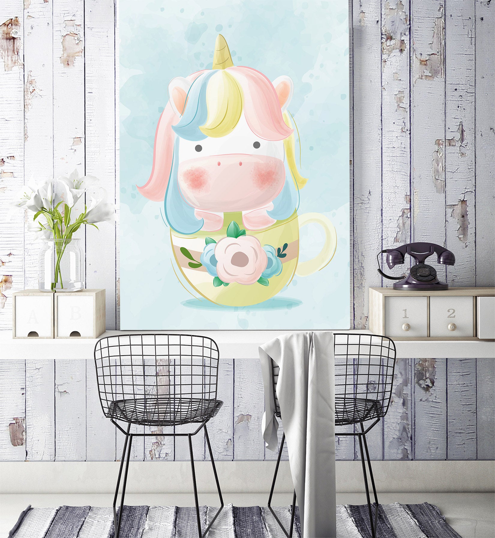 3D Cartoon Cup Cow 57157 Wall Murals