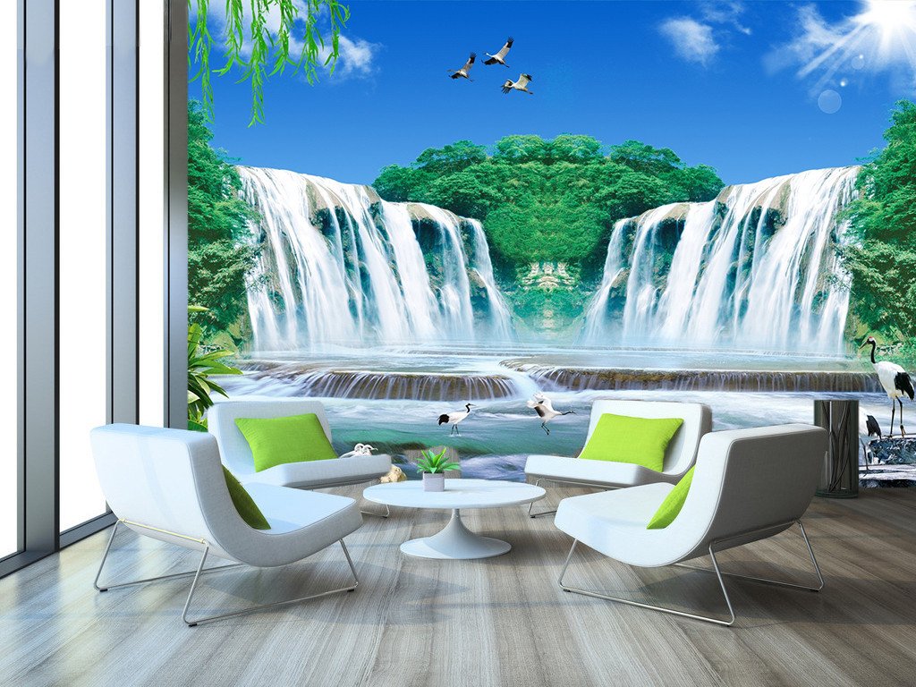 3D Waterfall Crane 775 Wallpaper AJ Wallpaper 2 