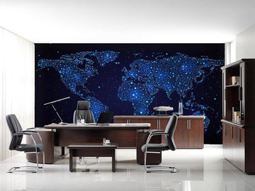 3D Shining World Map Wall mural Wallpaper AJ Wallpaper 