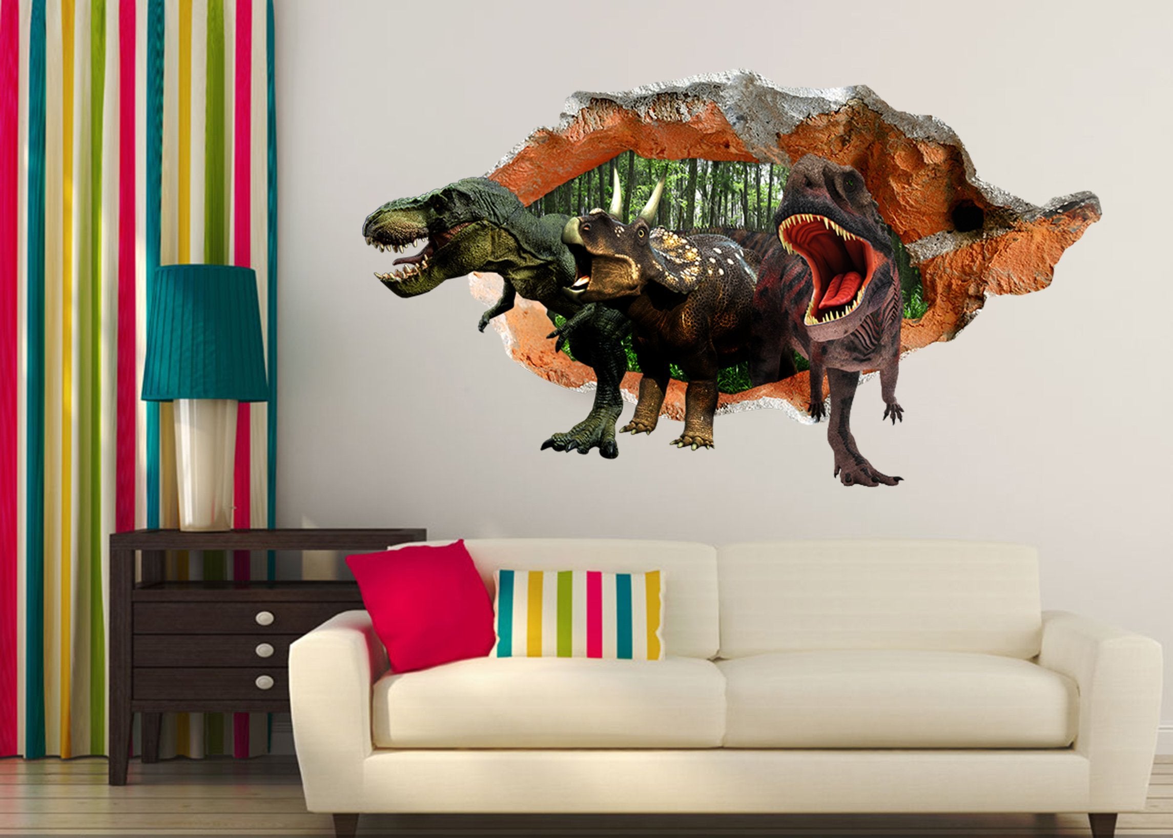 3D Dinosaurs 30 Broken Wall Murals Wallpaper AJ Wallpaper 