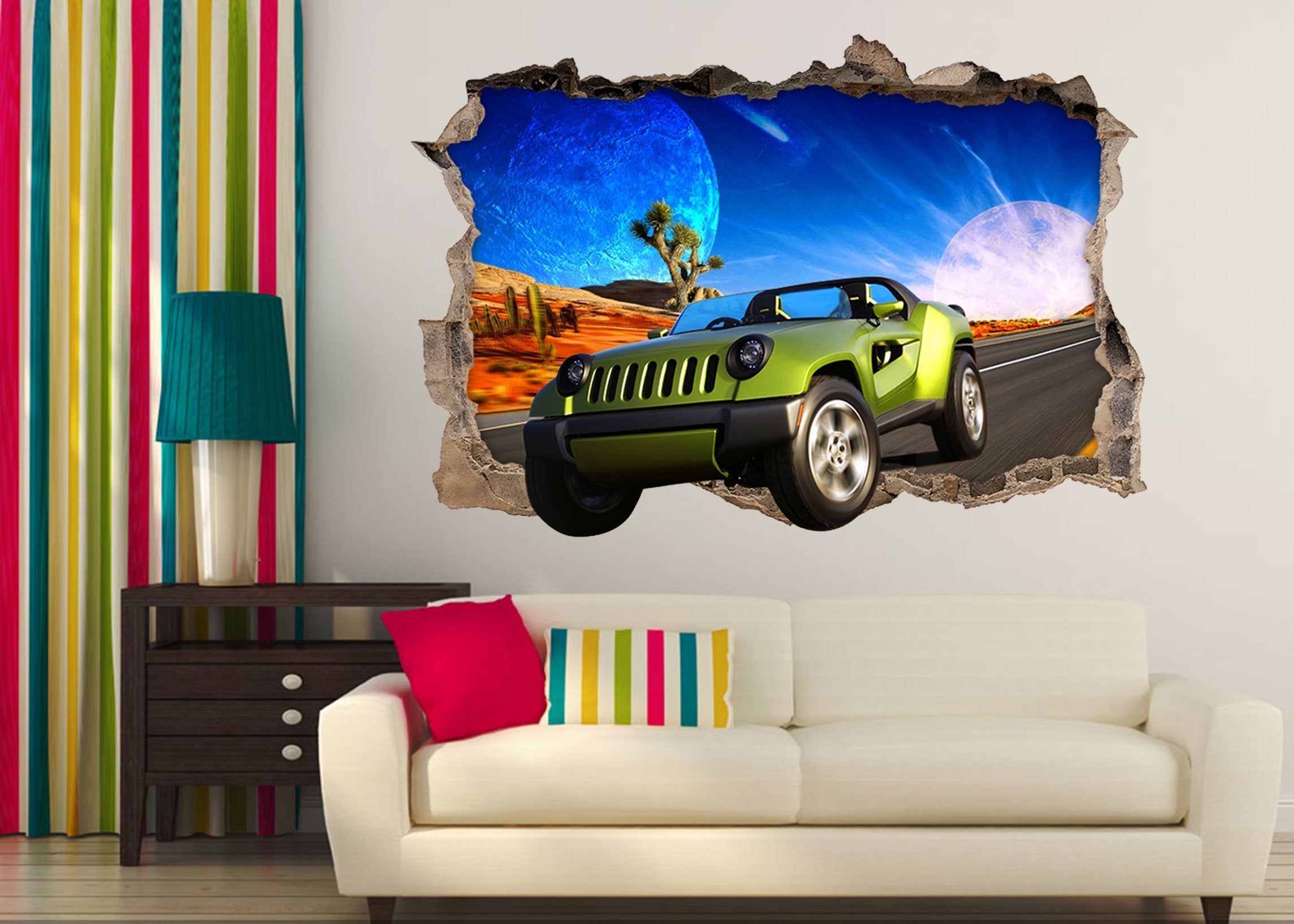 3D Highway Sports Car 168 Broken Wall Murals Wallpaper AJ Wallpaper 