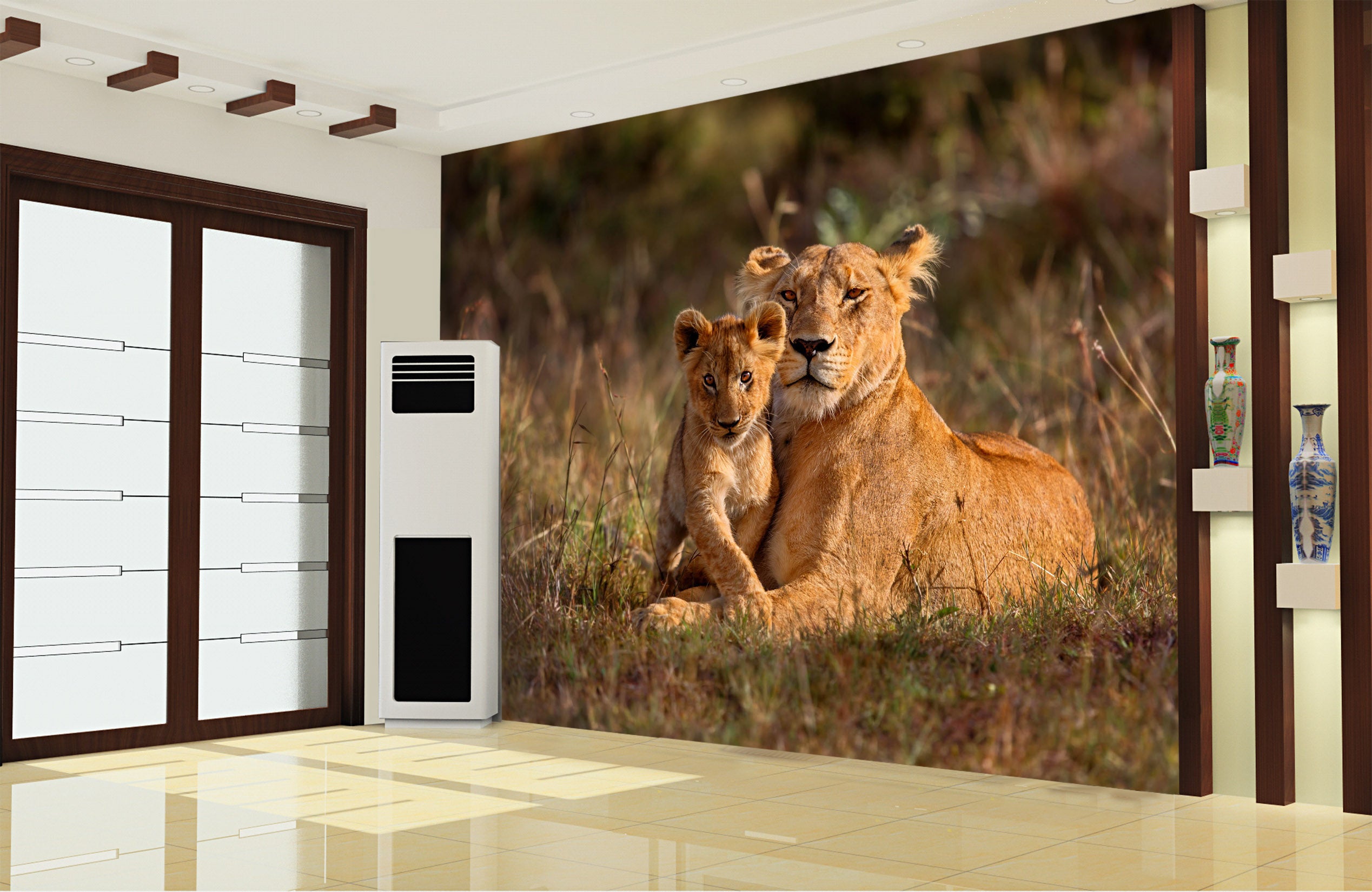 3D Lion Family 1072 Wall Murals