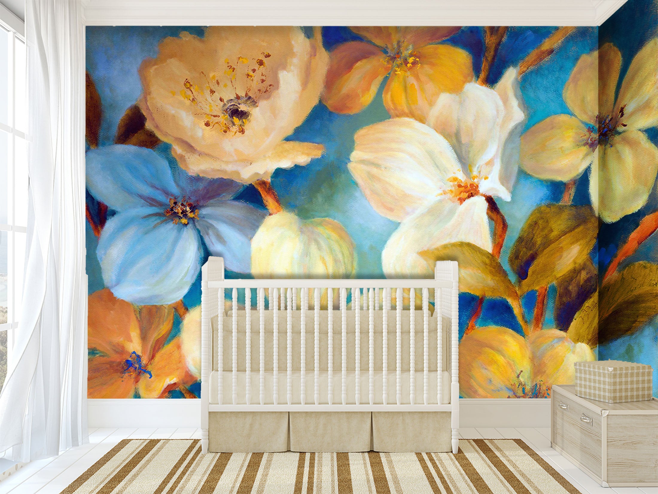 3D Colored Flowers 1019 Wall Murals