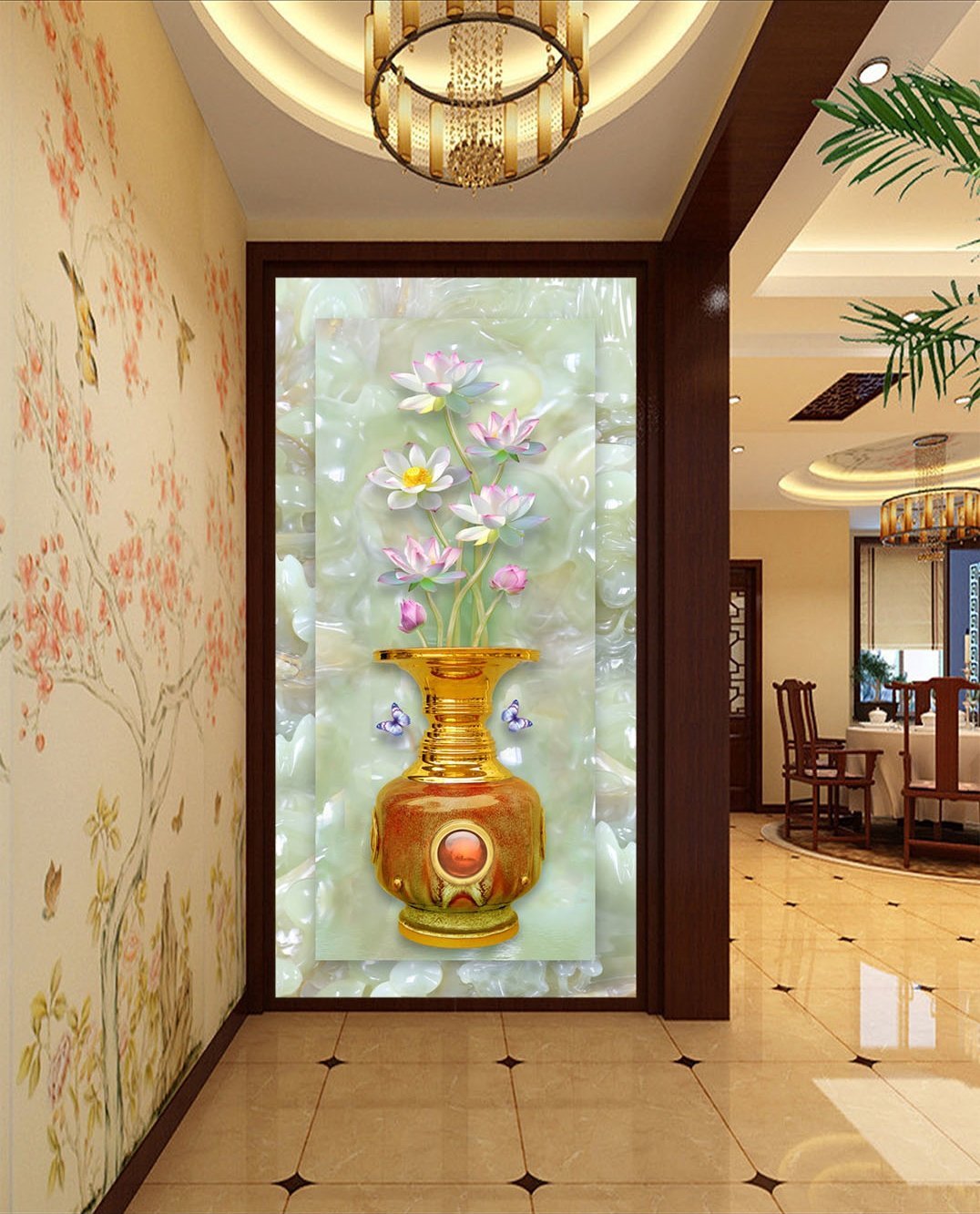 3D Gold Vase Flower 387 Wallpaper AJ Wallpaper 
