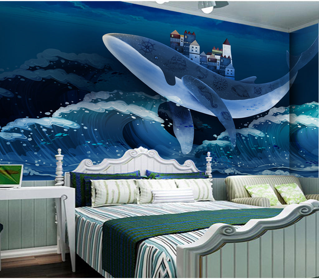 3D Whale House WG421 Wall Murals