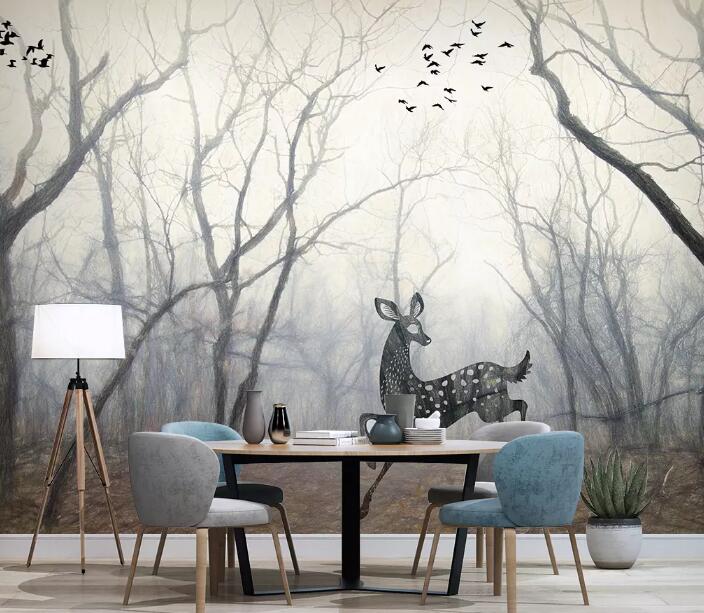 3D Fawn Branch WG15 Wall Murals Wallpaper AJ Wallpaper 2 