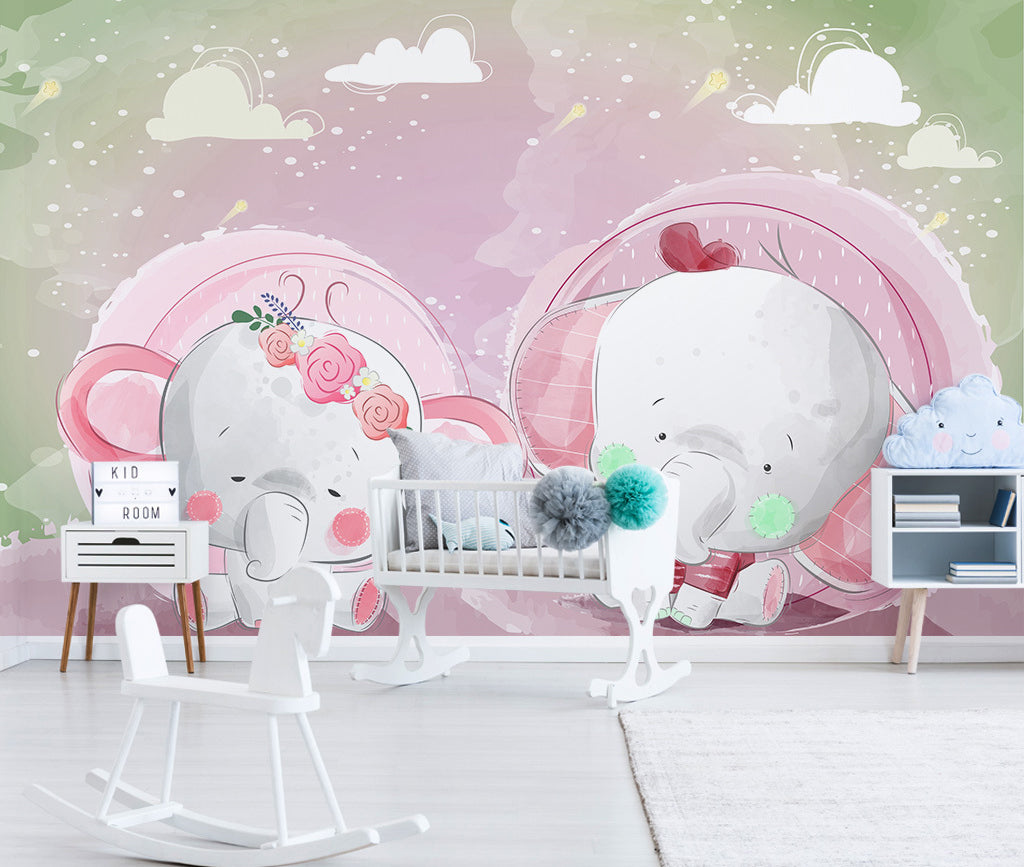 3D Cute Elephant WG461 Wall Murals