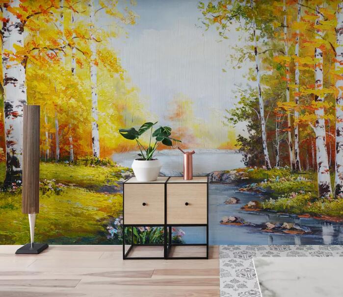 3D Golden Forest WG95 Wall Murals Wallpaper AJ Wallpaper 2 