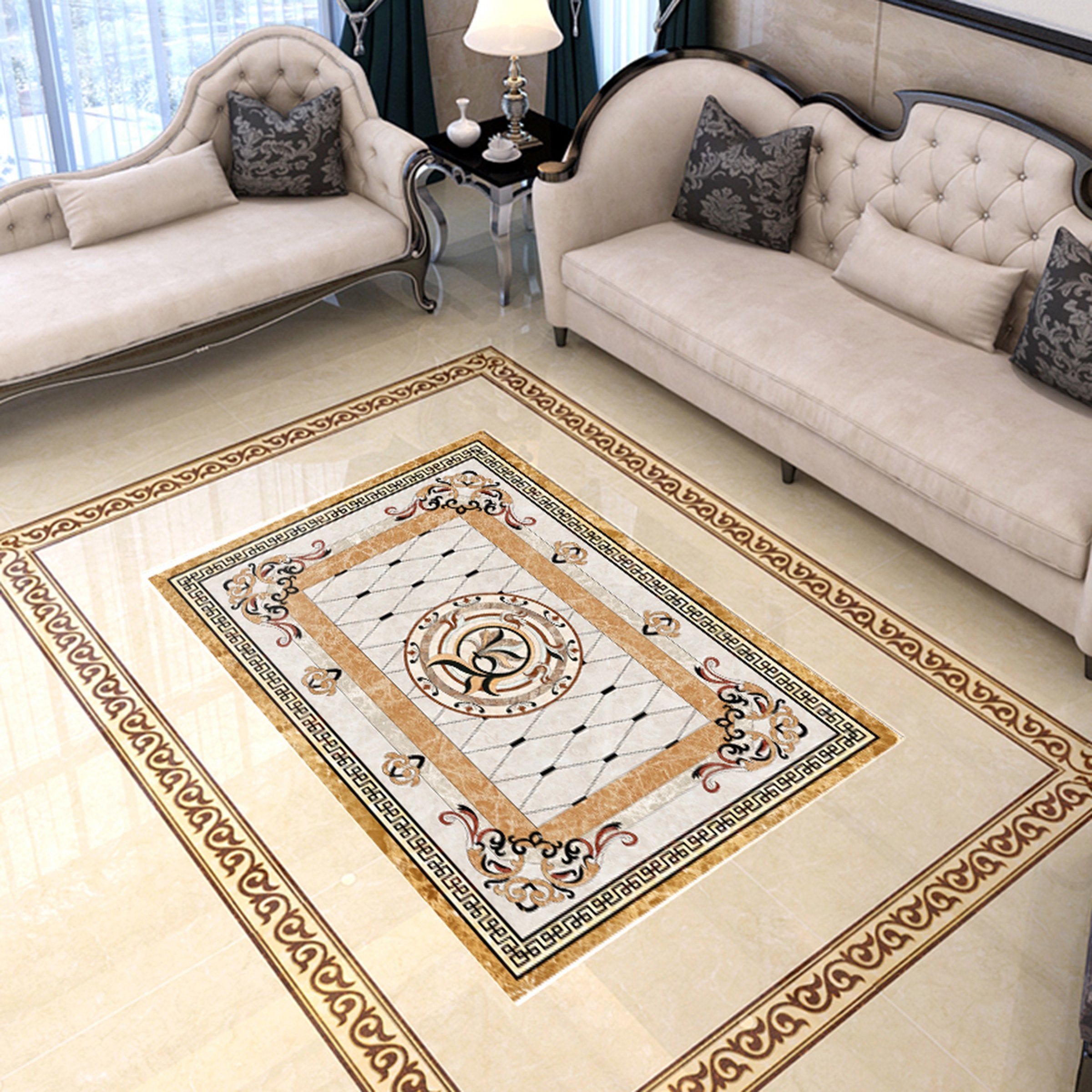 3D Black Orange Pattern WG731 Floor Mural Wallpaper AJ Wallpaper 2 