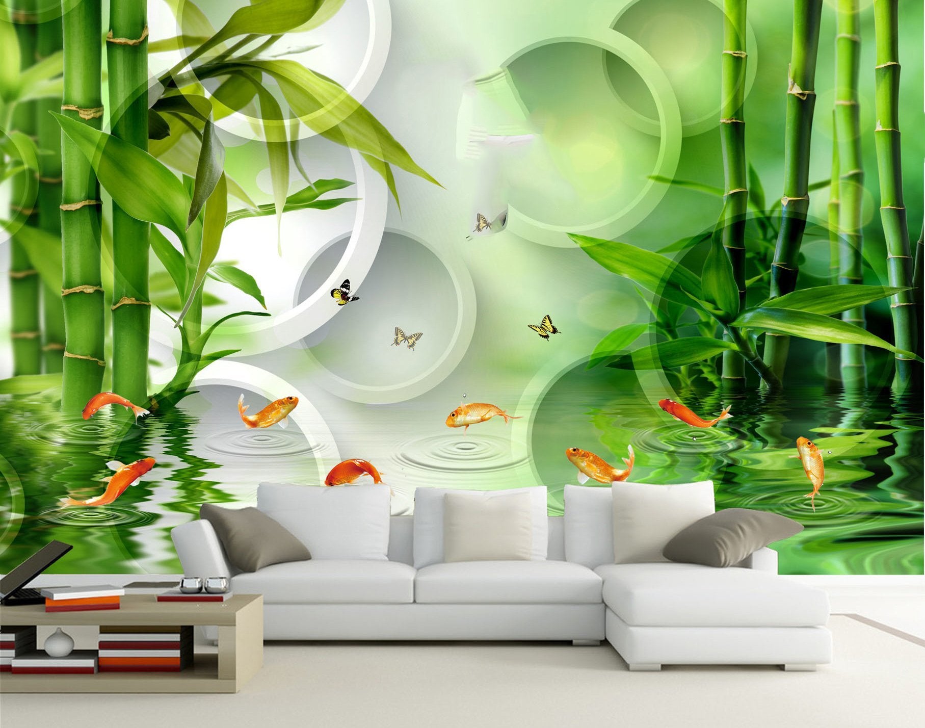 3D Bamboo Forest Fish 284 Wallpaper AJ Wallpaper 