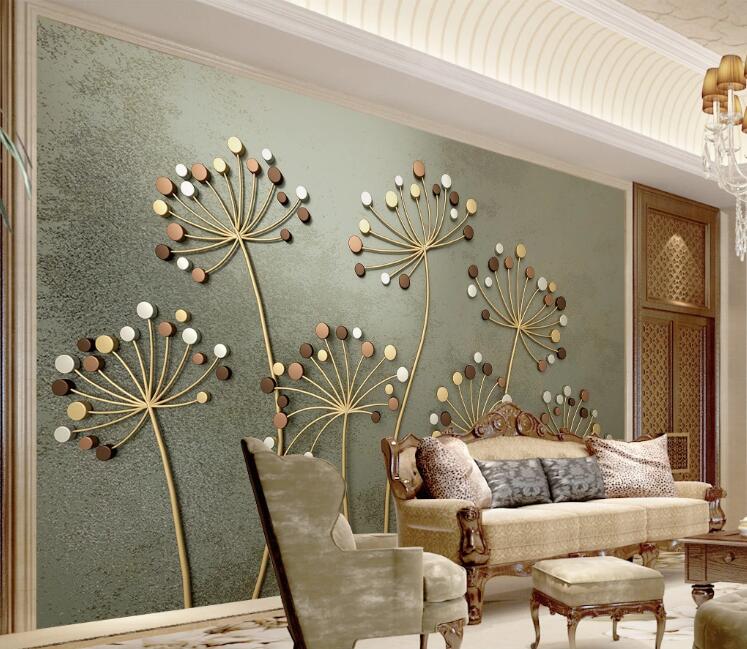 3D Gold Pattern WC181 Wall Murals