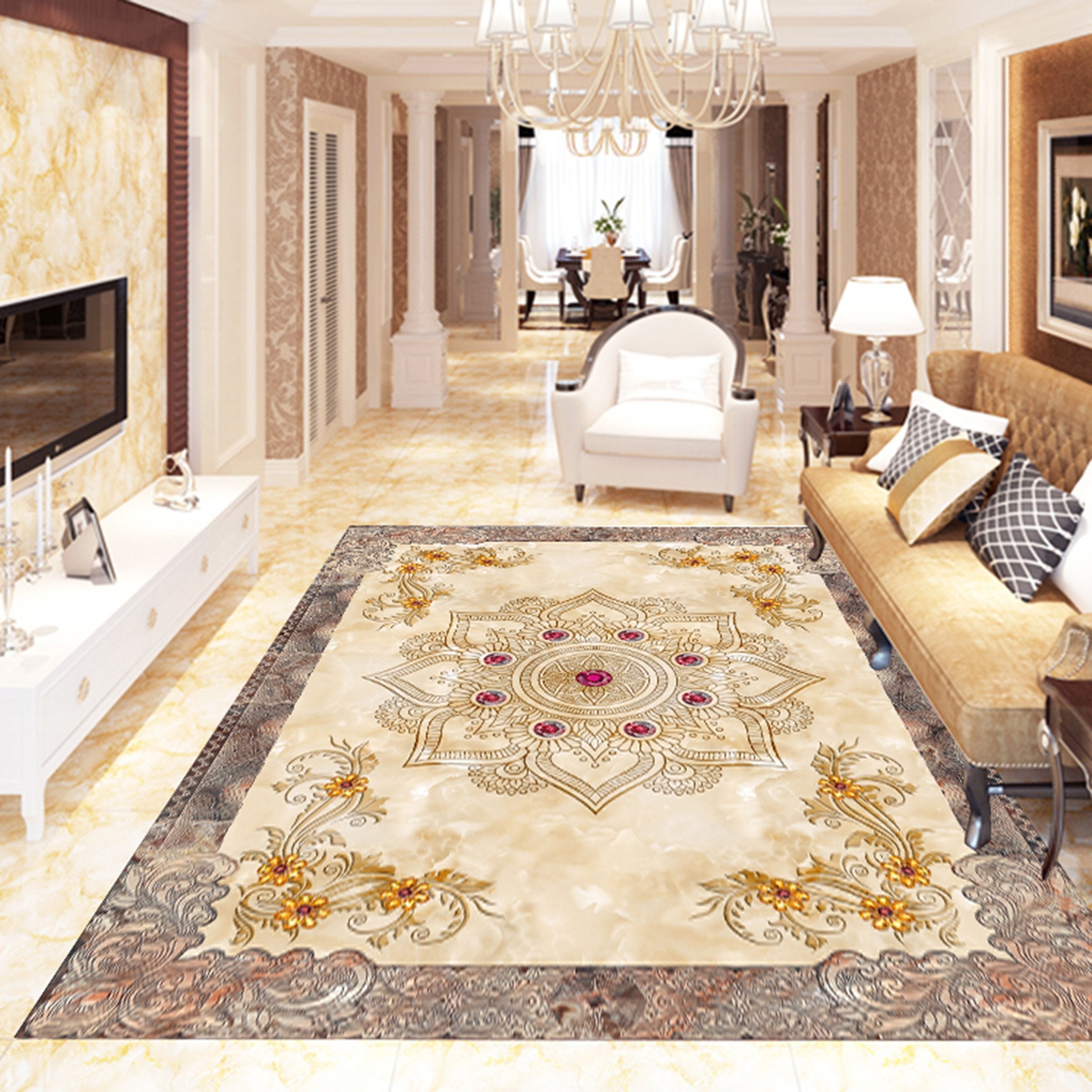 3D Marble Pattern WG190 Floor Mural Wallpaper AJ Wallpaper 2 