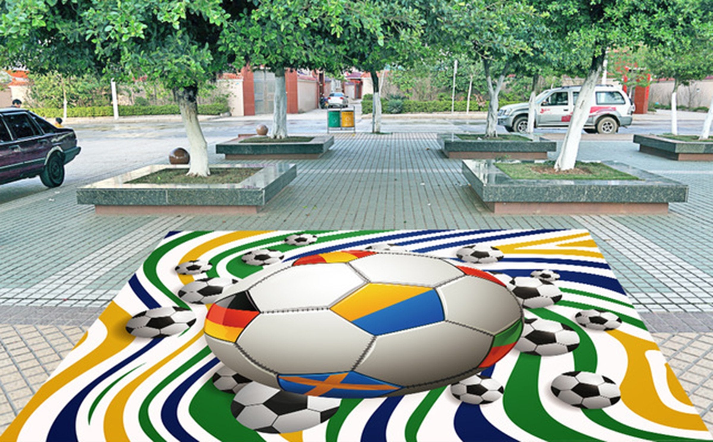 3D Color Football WG019 Floor Mural Wallpaper AJ Wallpaper 2 