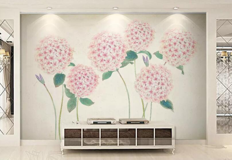 3D Pink Hydrangea WG91 Wall Murals Wallpaper AJ Wallpaper 2 