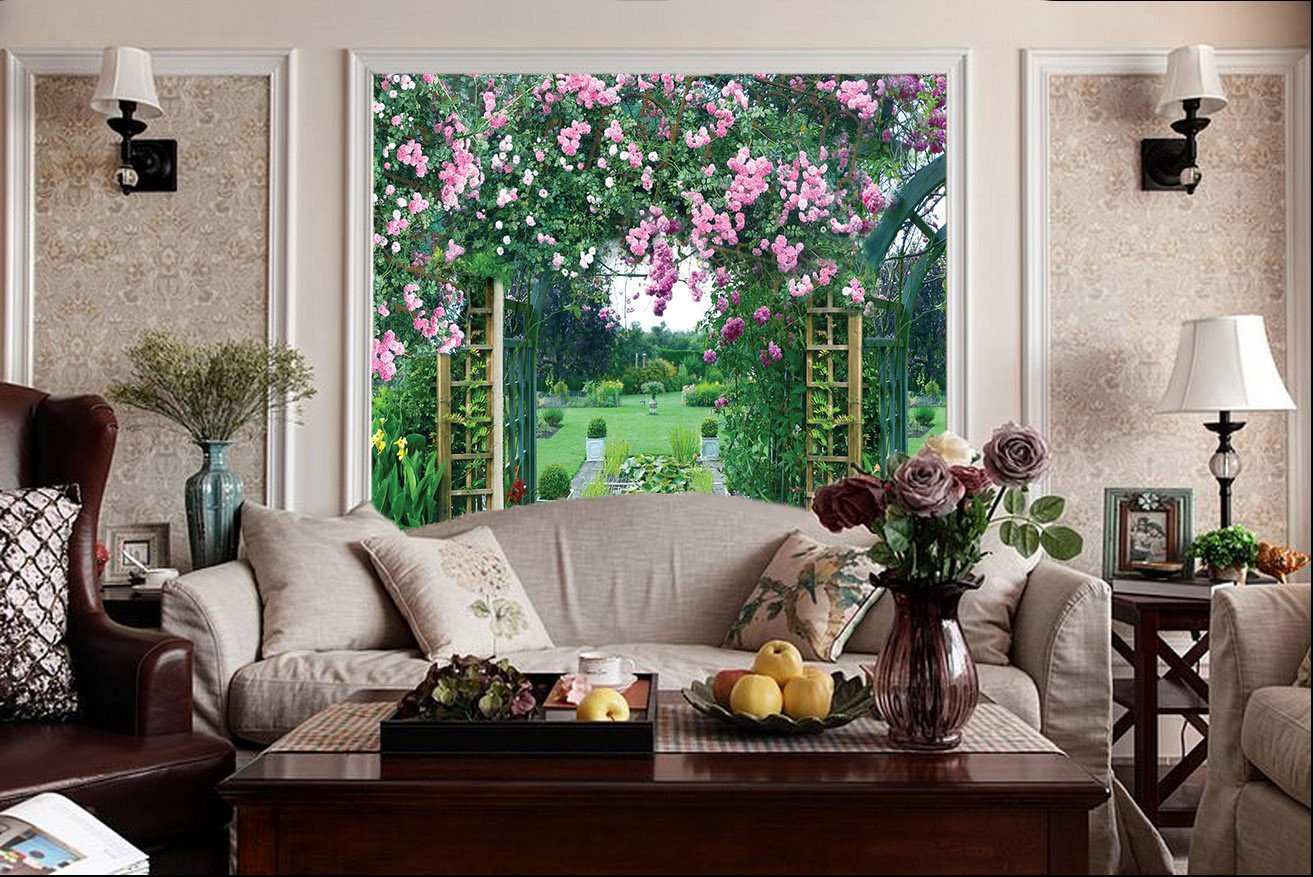 Garden Flowers Door Wallpaper AJ Wallpaper 