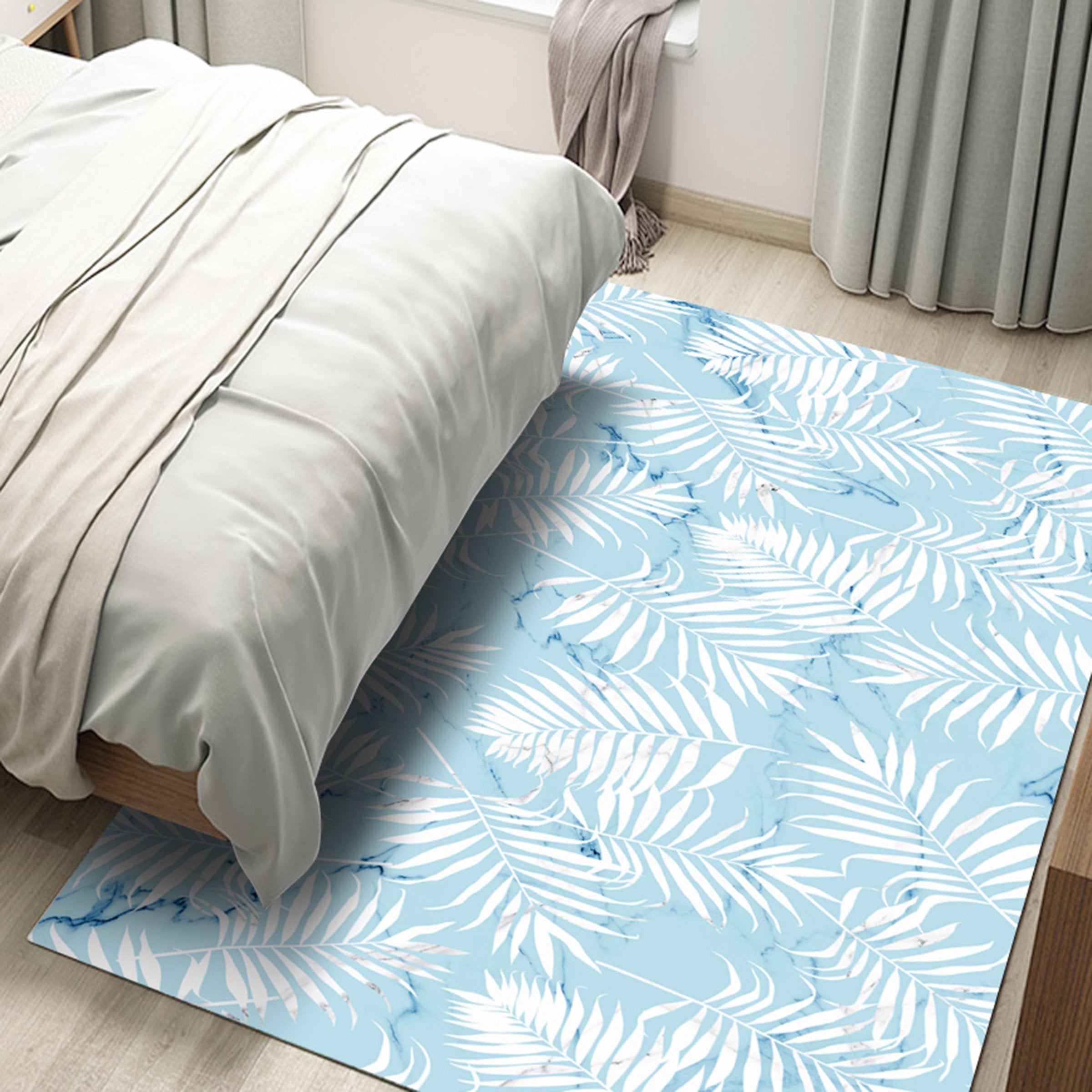 3D White Leaves WG250 Non Slip Rug Mat Mat AJ Creativity Home 