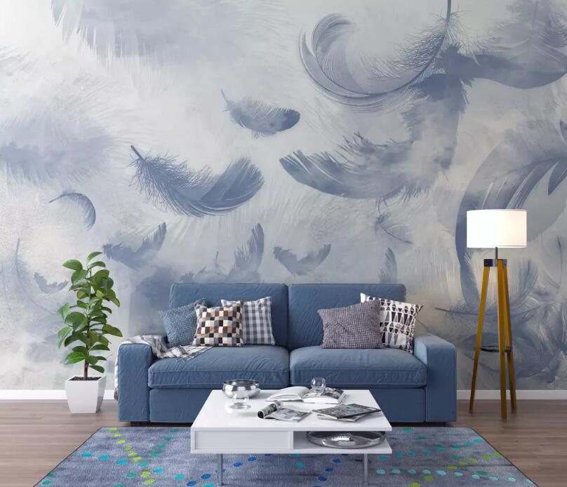 3D Blue Feather WG1038 Wall Murals