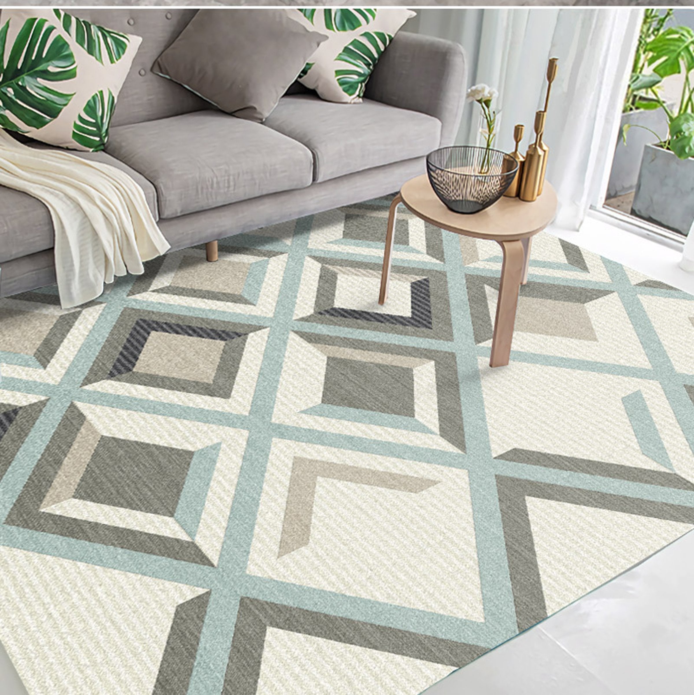 3D Colored Geometric Pattern WG321 Non Slip Rug Mat Mat AJ Creativity Home 