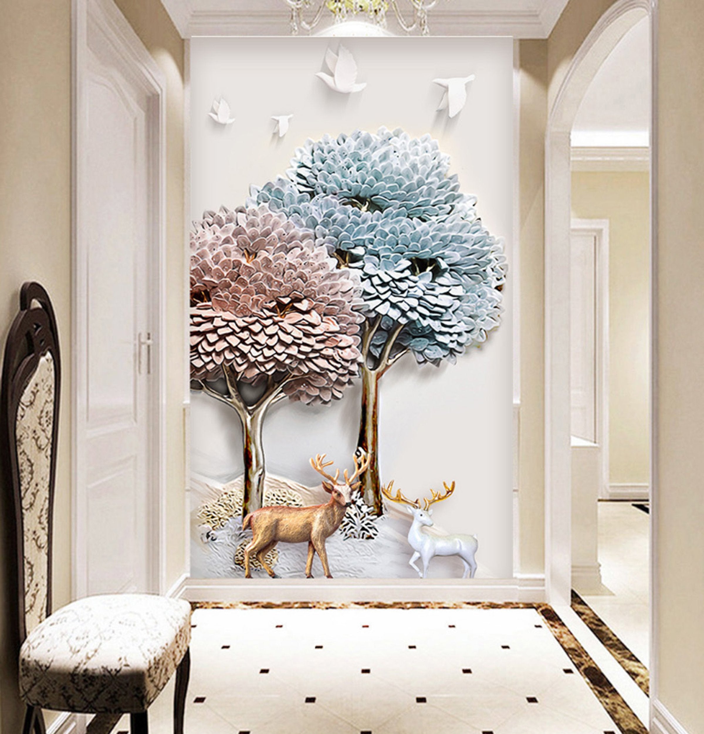 3D Fawn Tree 58 Wall Murals Wallpaper AJ Wallpaper 2 