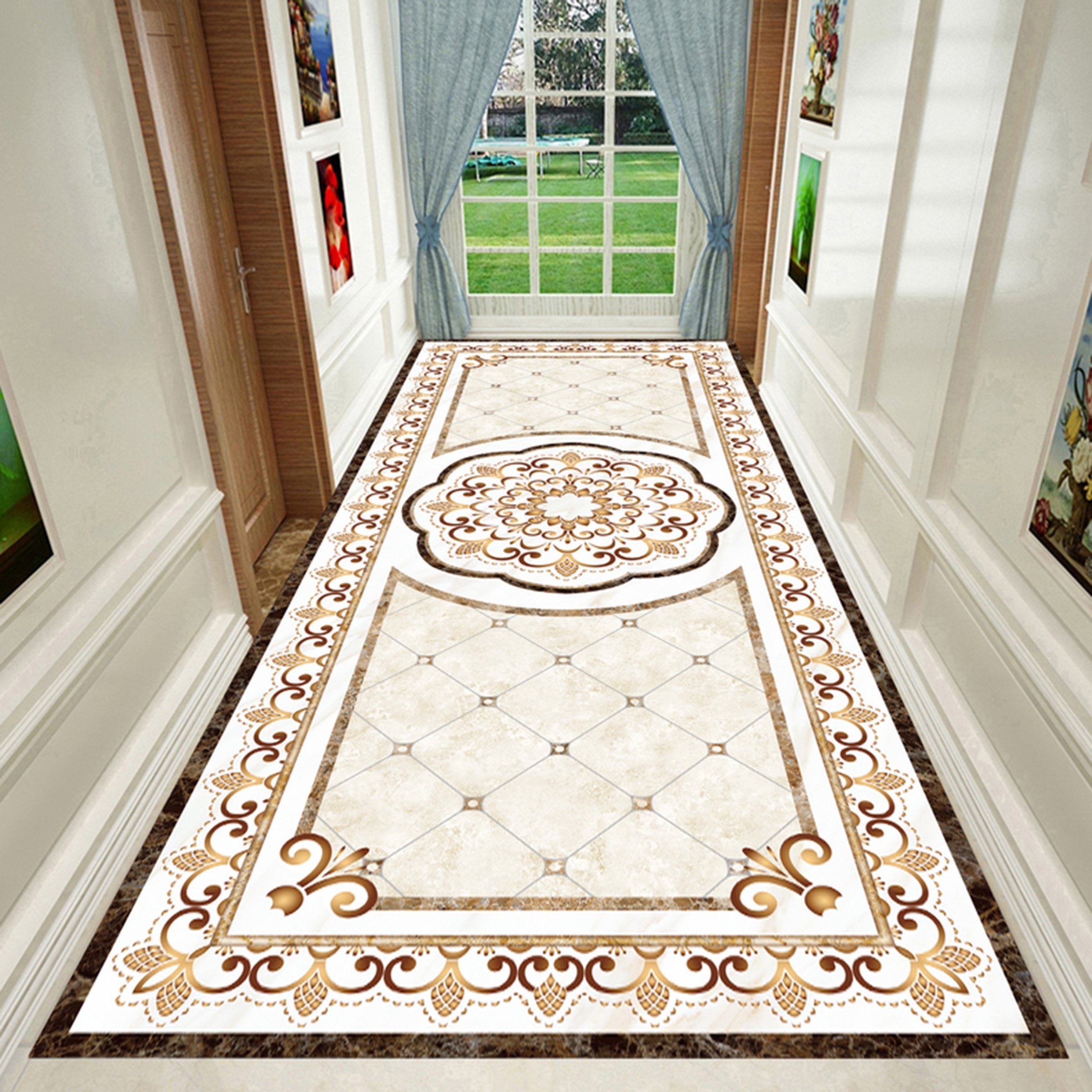 3D Marble Rectangular Lace WG611 Floor Mural Wallpaper AJ Wallpaper 2 
