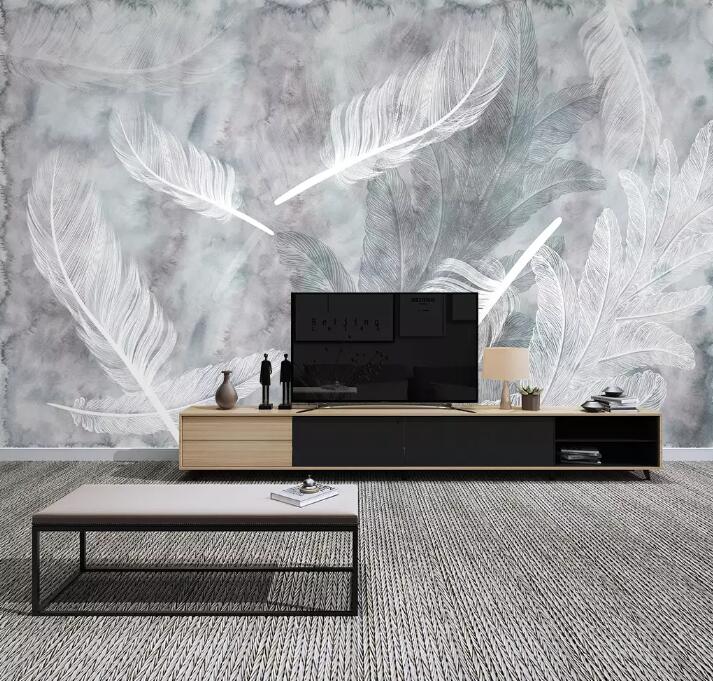 3D White Feather WG45 Wall Murals Wallpaper AJ Wallpaper 2 
