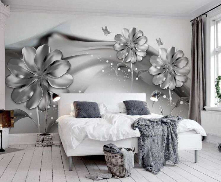 3D White Flowers WG14 Wall Murals Wallpaper AJ Wallpaper 2 