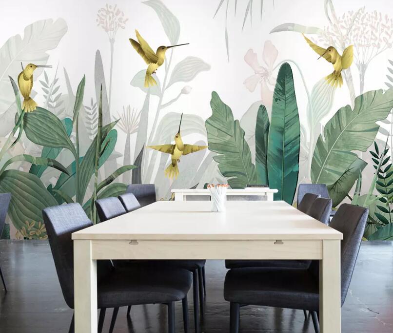 3D Bird Leaves WG31 Wall Murals Wallpaper AJ Wallpaper 2 