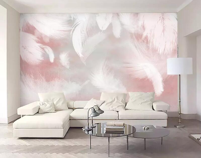 3D Pink Feather WG1043 Wall Murals