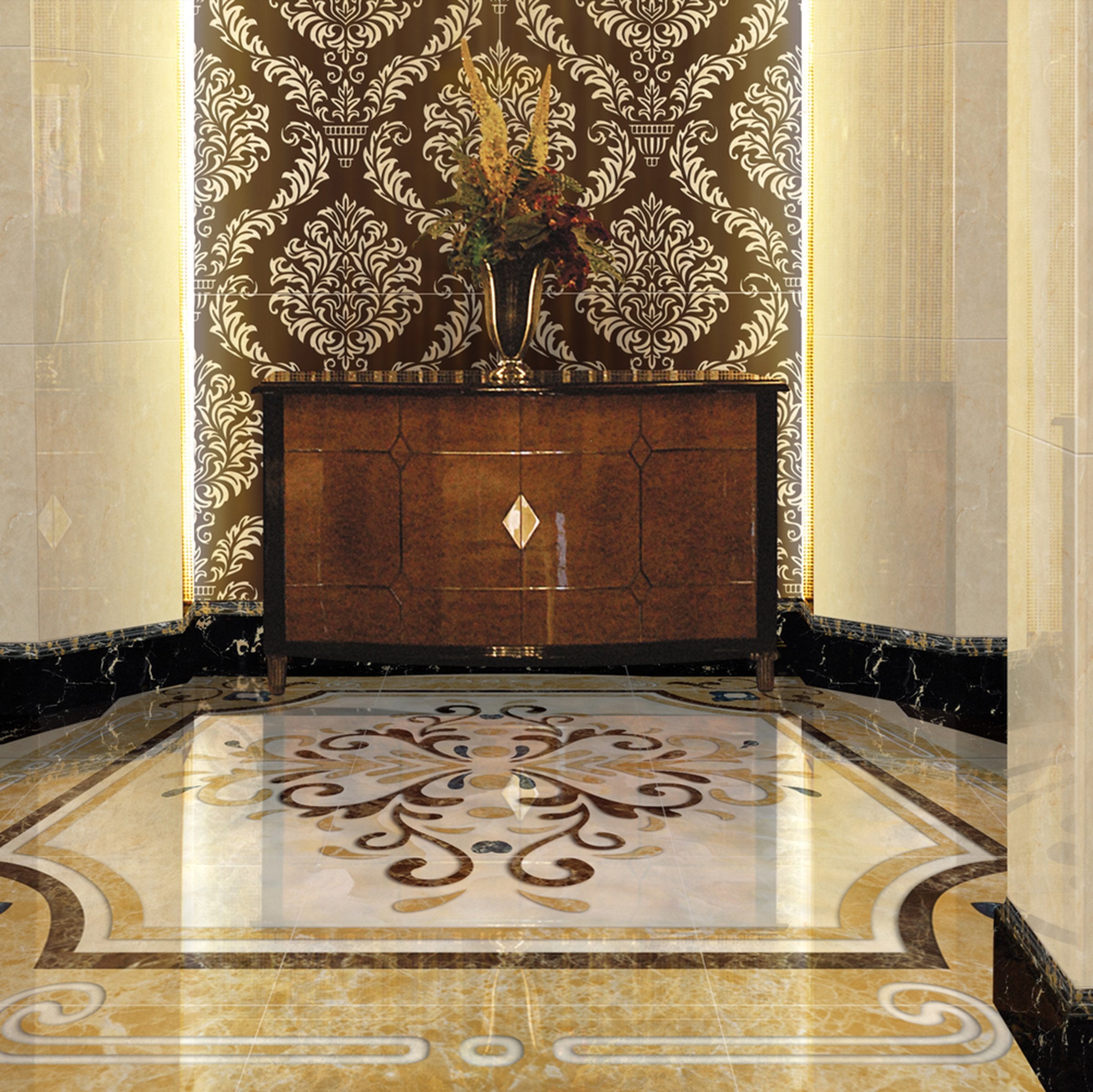 3D Black Pattern WG400 Floor Mural Wallpaper AJ Wallpaper 2 