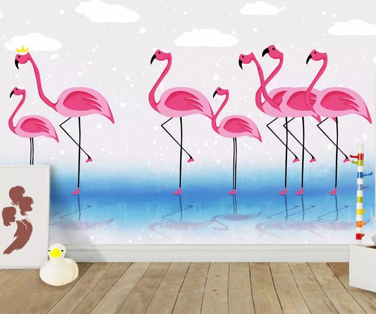 3D Pink Flamingo WG11 Wall Murals Wallpaper AJ Wallpaper 2 