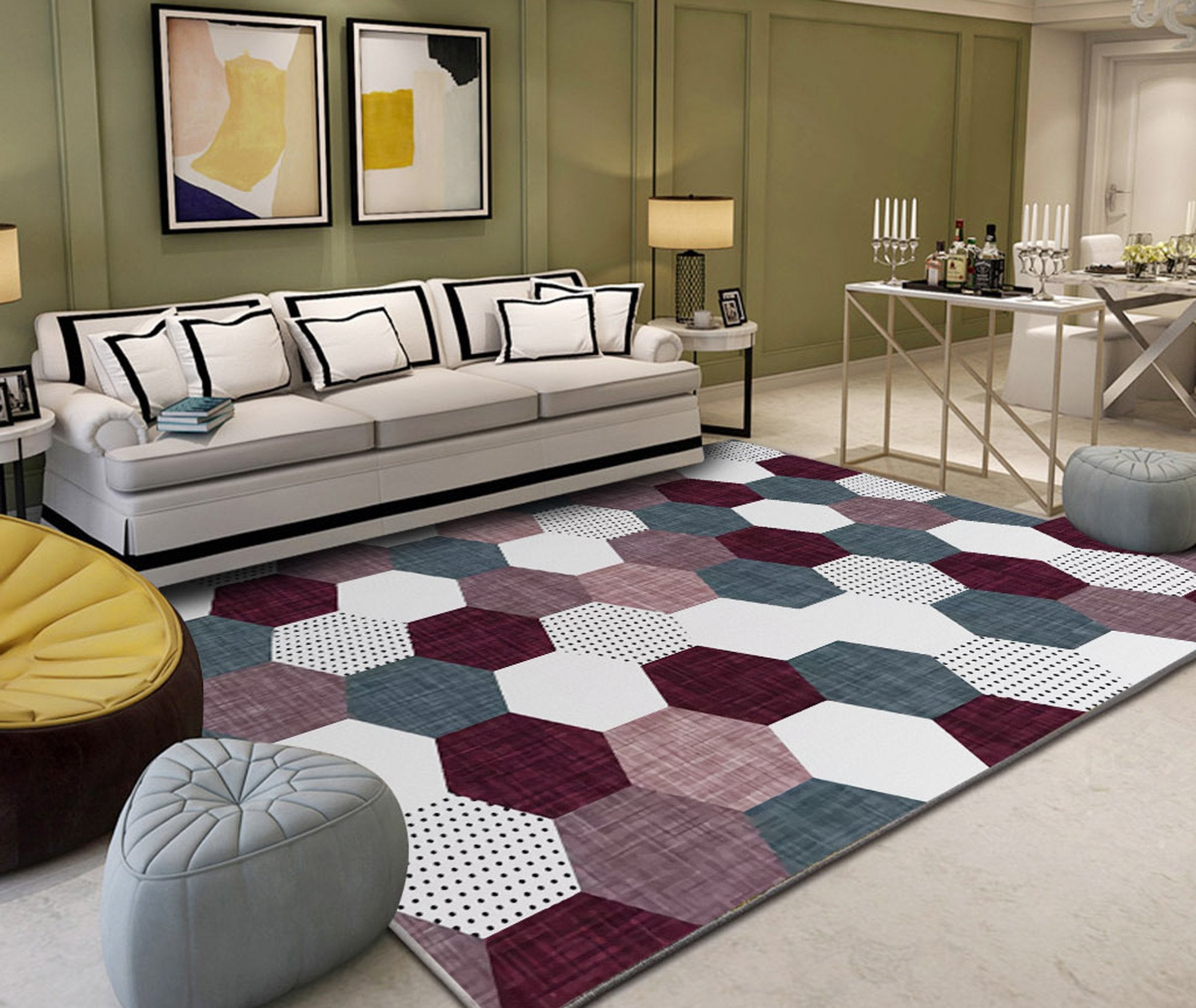 3D Colored Geometric Pattern WG553 Non Slip Rug Mat Mat AJ Creativity Home 