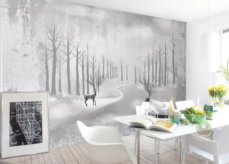 3D Grey Forest 275 Wall Murals Wallpaper AJ Wallpaper 2 