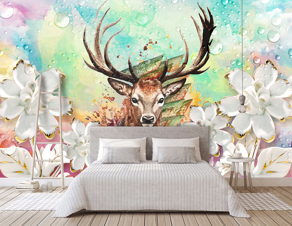3D Dripping Deer WG164 Wall Murals