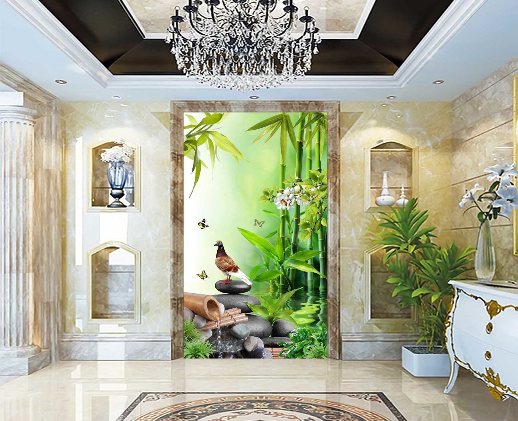 3D Bamboo Forest Bird 370 Wallpaper AJ Wallpaper 