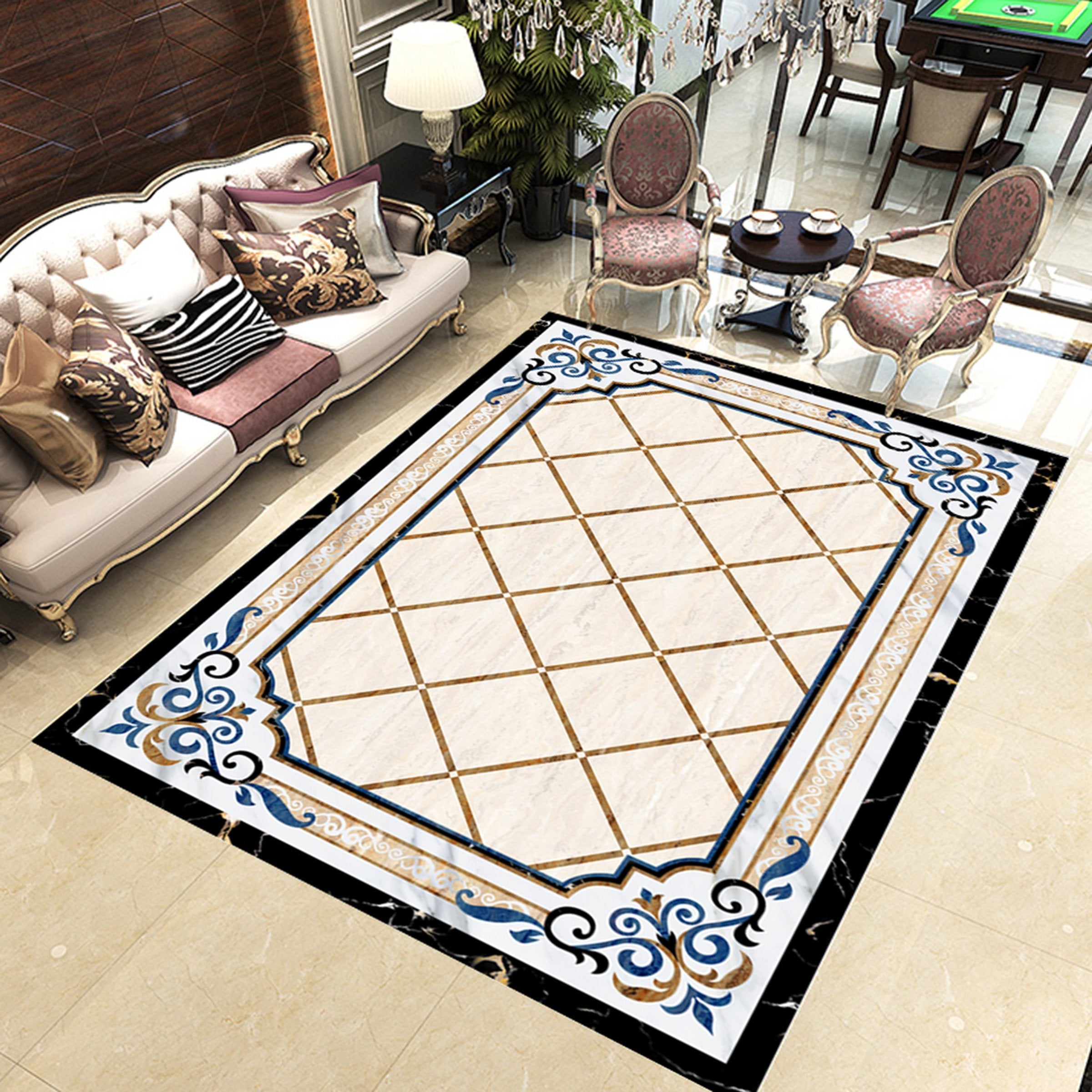 3D Marble Blue Stripes WG530 Floor Mural Wallpaper AJ Wallpaper 2 