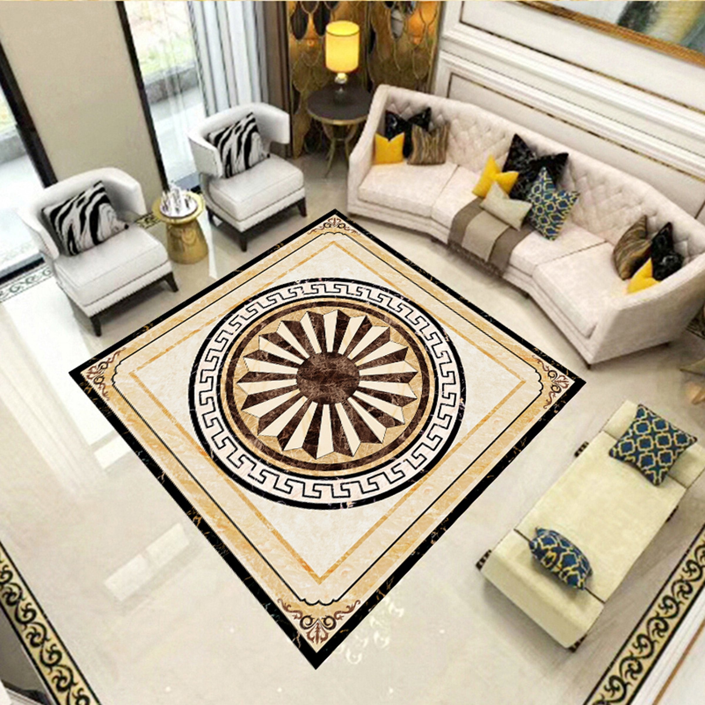 3D Black Round WG631 Floor Mural Wallpaper AJ Wallpaper 2 