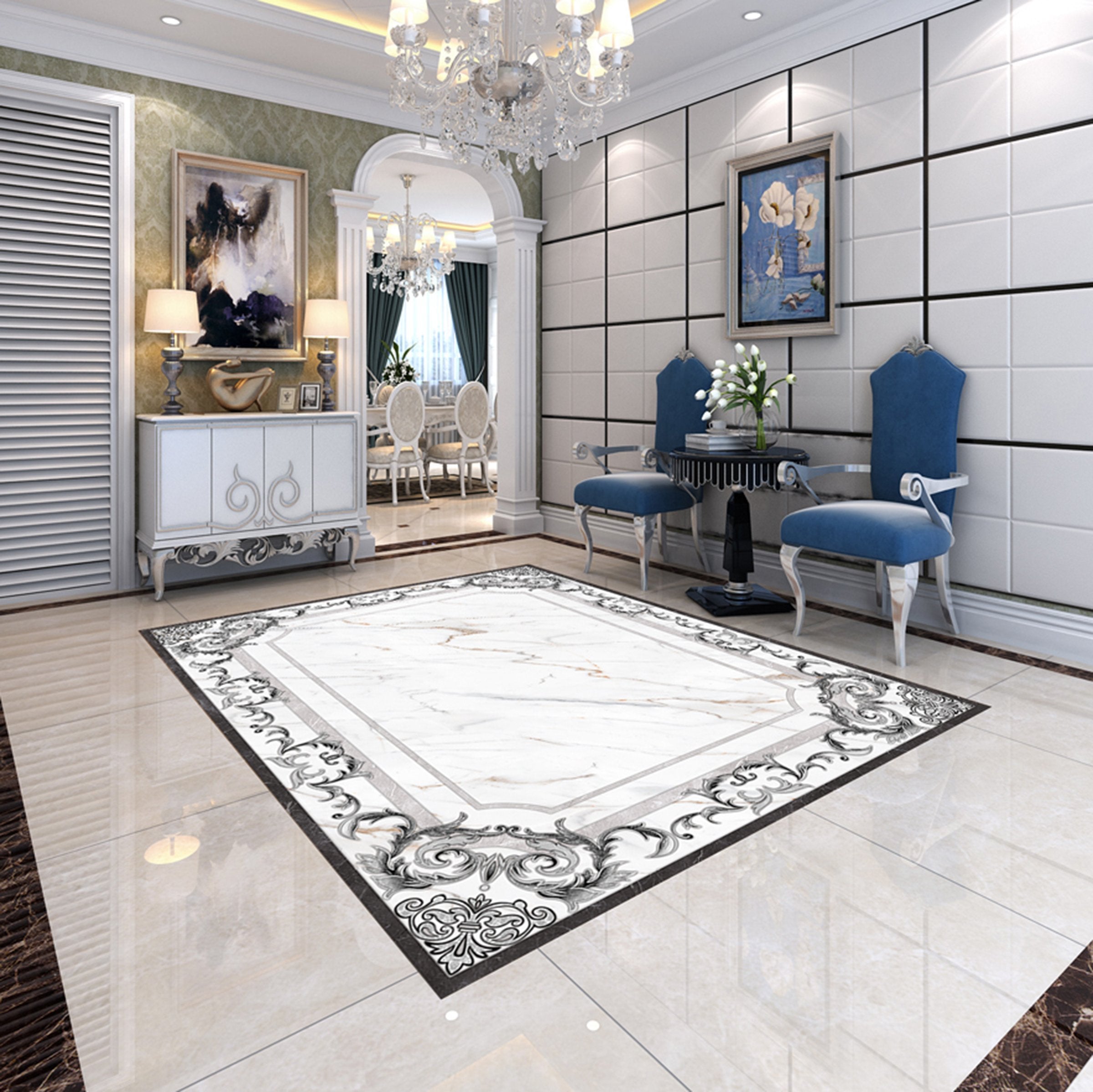 3D Black Pattern WG711 Floor Mural Wallpaper AJ Wallpaper 2 