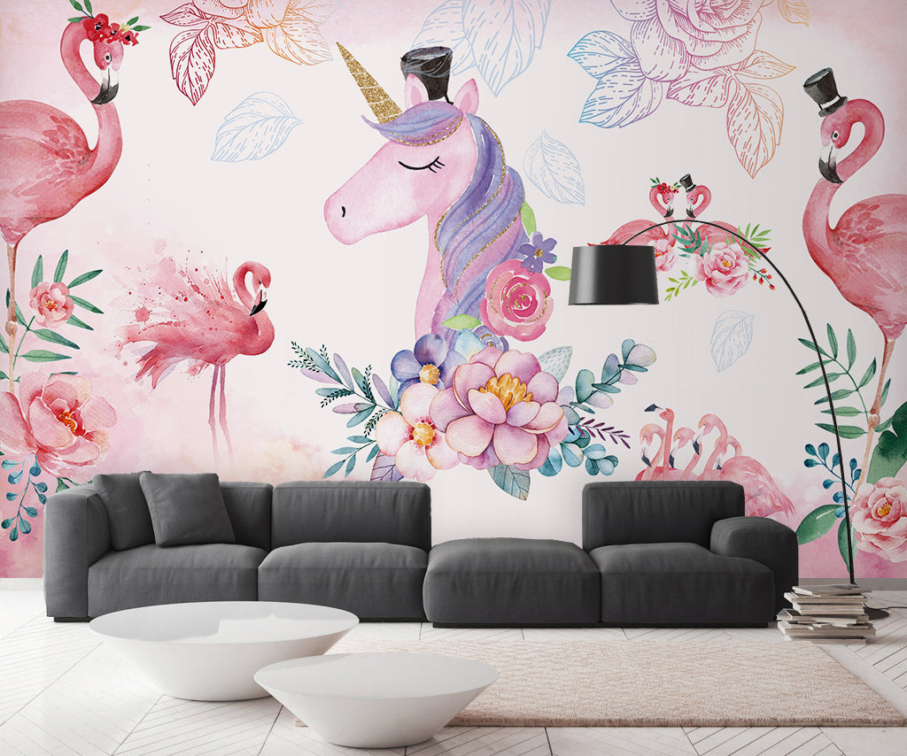3D Pink Unicorn WG358 Wall Murals