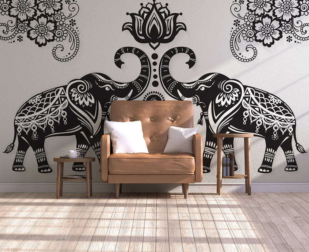 3D Lotus Elephant WG382 Wall Murals