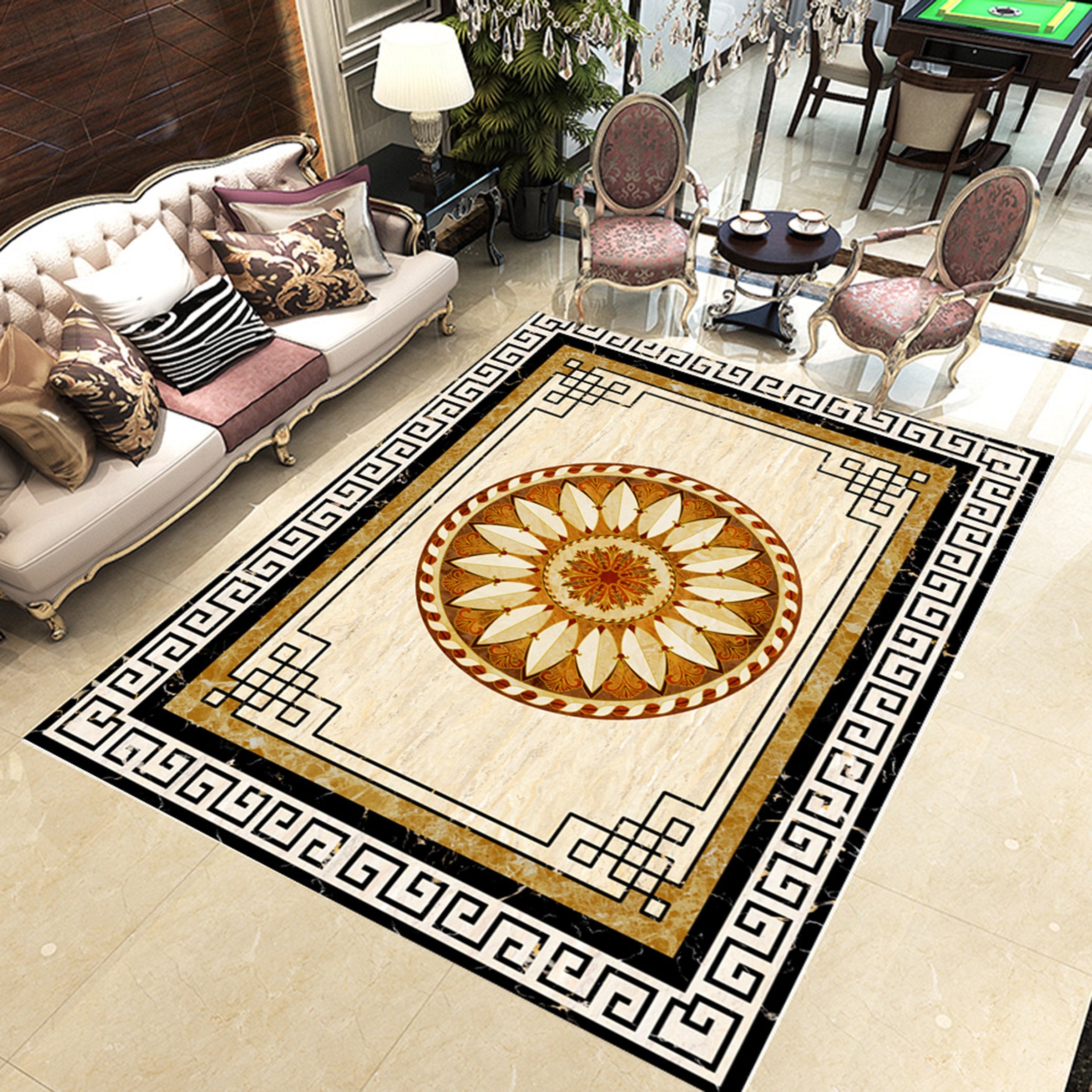 3D Round Yellow Petals WG524 Floor Mural Wallpaper AJ Wallpaper 2 