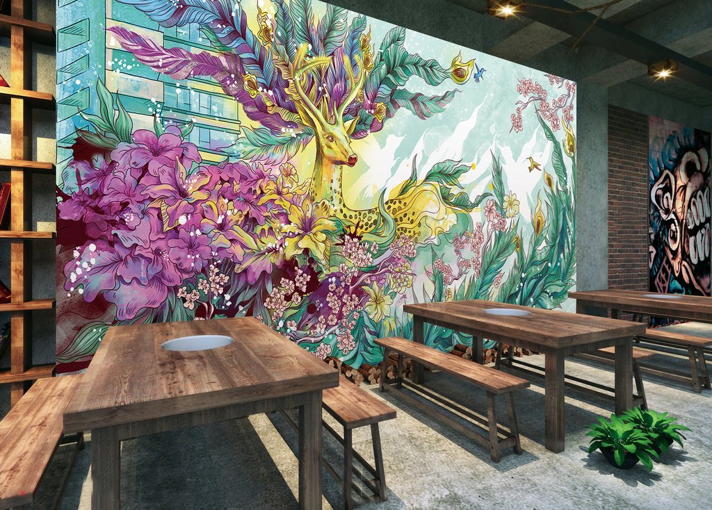 3D Flower Elk 455 Wall Murals Wallpaper AJ Wallpaper 2 