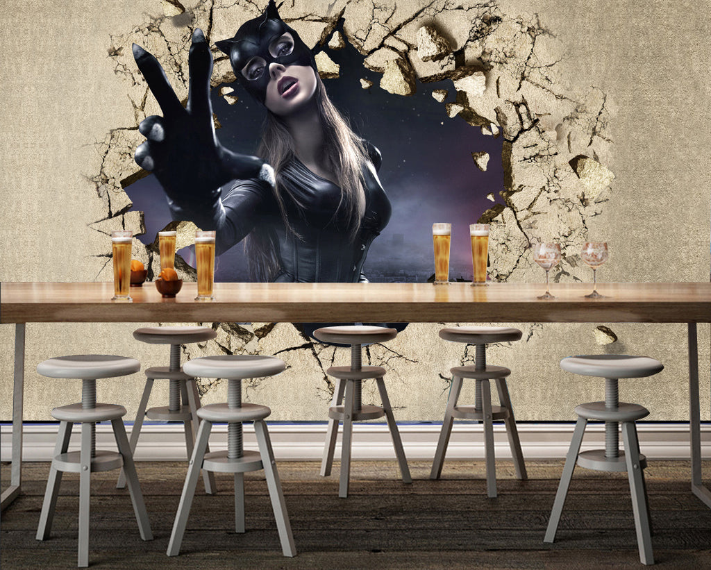3D Masked Woman WG096 Wall Murals